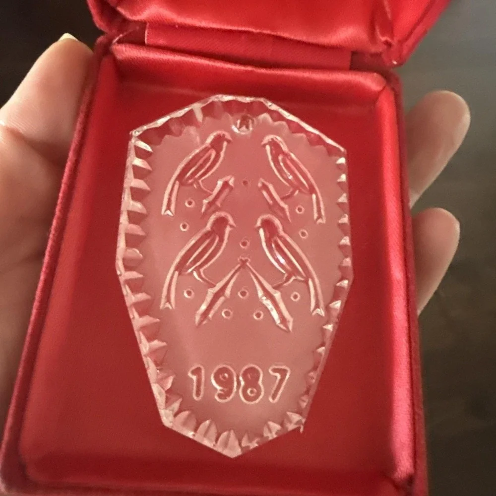 Vintage Waterford Crystal Annual 1987 Glass Christmas Ornament w/ Original Box
